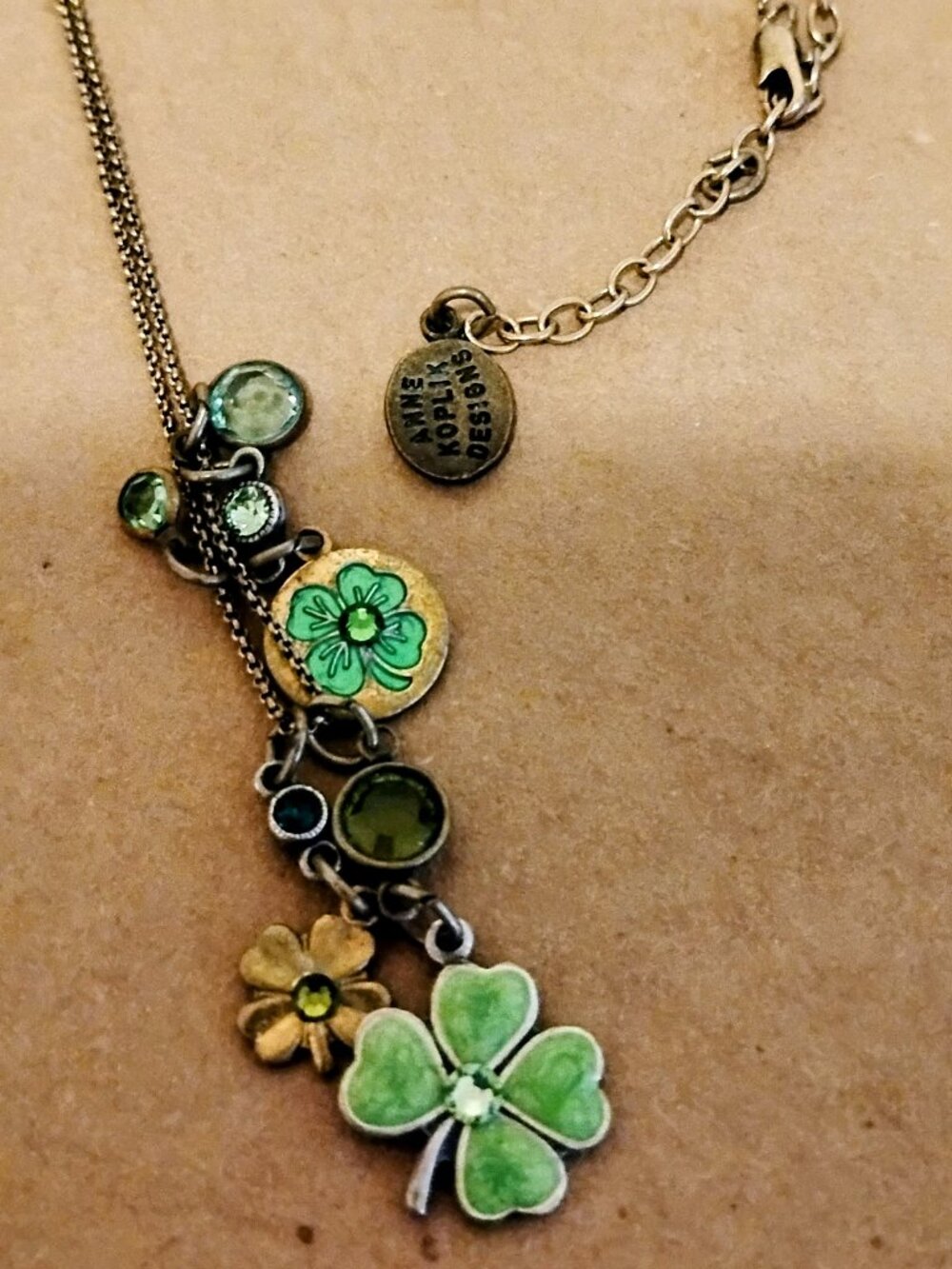 Anne Koplick Irish Charm Necklace with Crystals, 18 inches